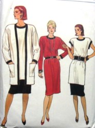 8887 vogue  UNLINED LONG JACKET,DRESS, TUNIC,SKIRT PATTERN 14-18 uncut